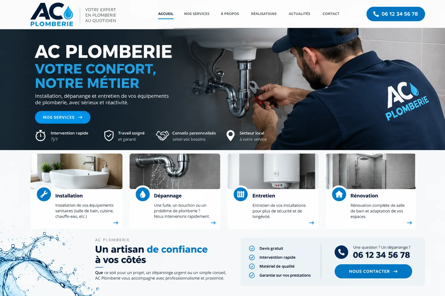 Aperçu du site web AC Plomberie
