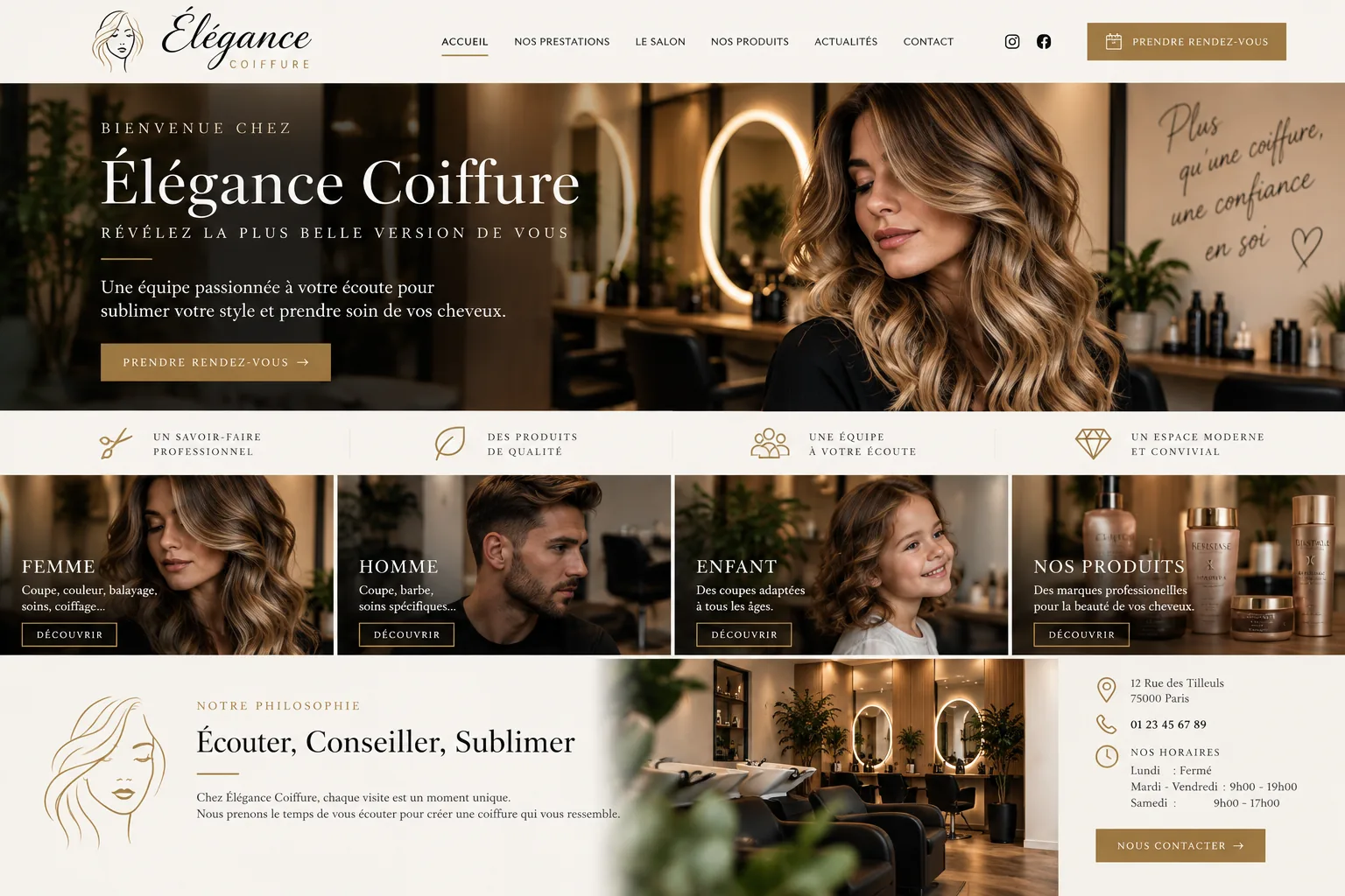 Aperçu du site web Élégance Coiffure
