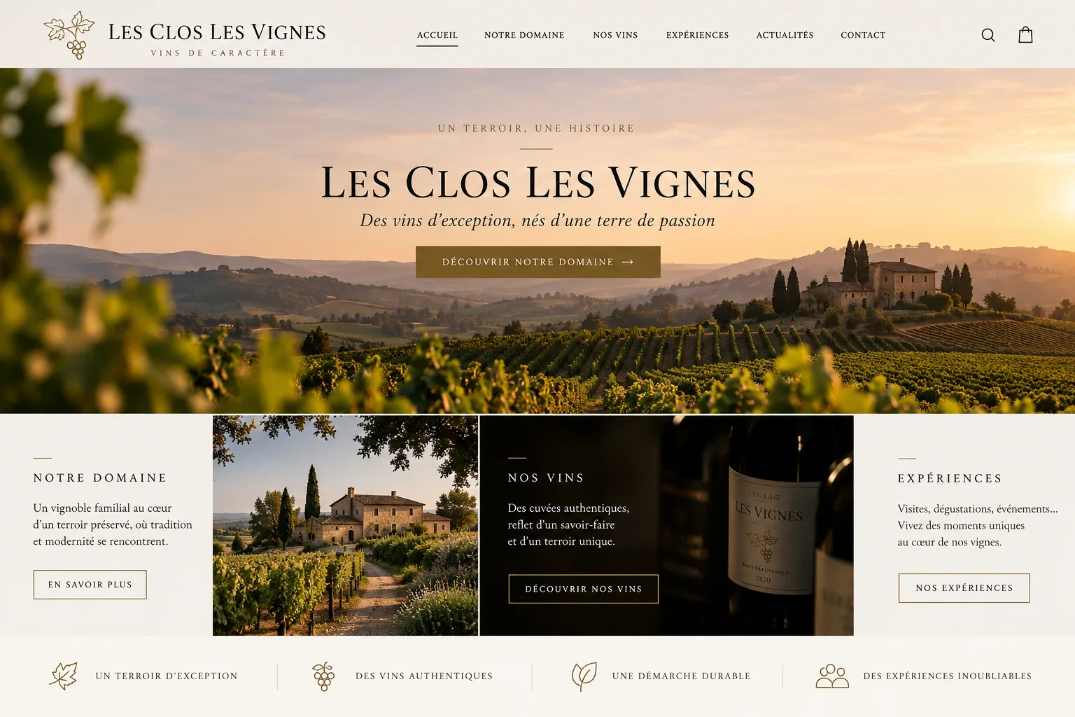 Aperçu du site web Le Clos des Vignes