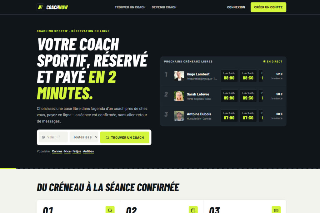 Aperçu du projet CoachNow