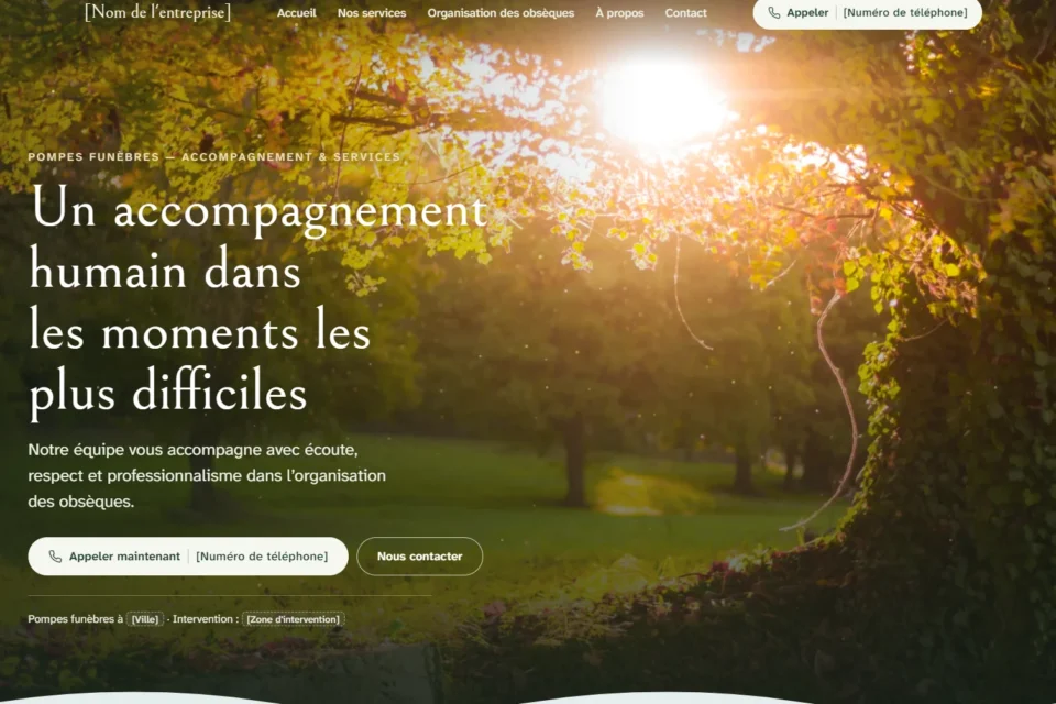 Aperçu du site Pompes funèbres